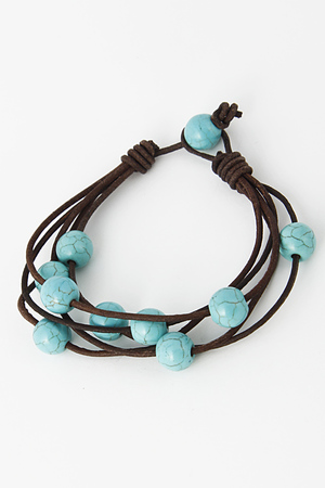 Turquoise Bead Mix Inserted Strand Hinge Bracelet 5EAB1